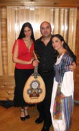 Judith in costume with musicians Sarah Aroeste and Yoel Ben-Simhon